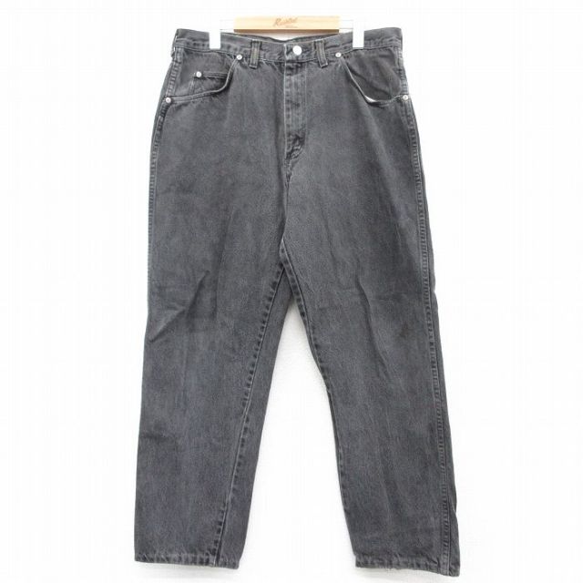 【20%OFF】W36★古着 ラングラー Wrangler ジーンズ メンズ 90年代 90s コットン USA製 黒 ブラック デニム 【spe】 25aug06 中古 ボトムス ジーパン Gパン ロング パンツ