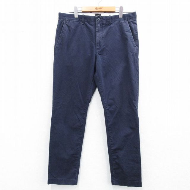 W36★古着 ジェイクルー J.CREW パンツ メンズ コットン 紺 ネイビー 25aug07 中古 ボトムス ロング