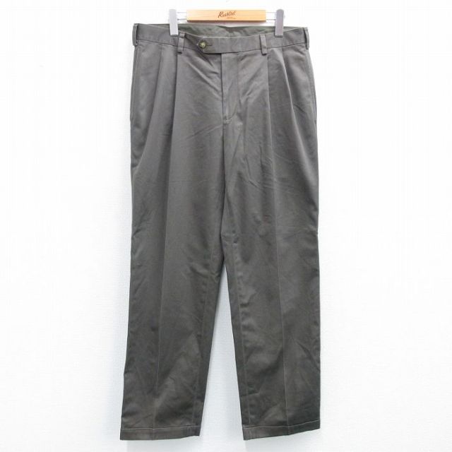 W35★古着 JOS A BANK パンツ メンズ コットン 濃グレー系 25aug07 中古 ボトムス ロング