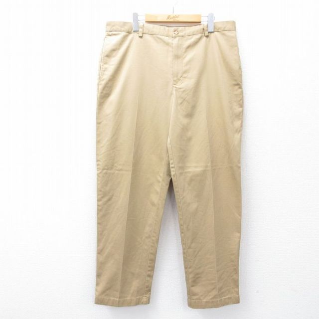 W36★古着 エルエルビーン LLBEAN パンツ メンズ 00年代 00s コットン ベージュ カーキ 25aug08 中古 ボトムス ロング