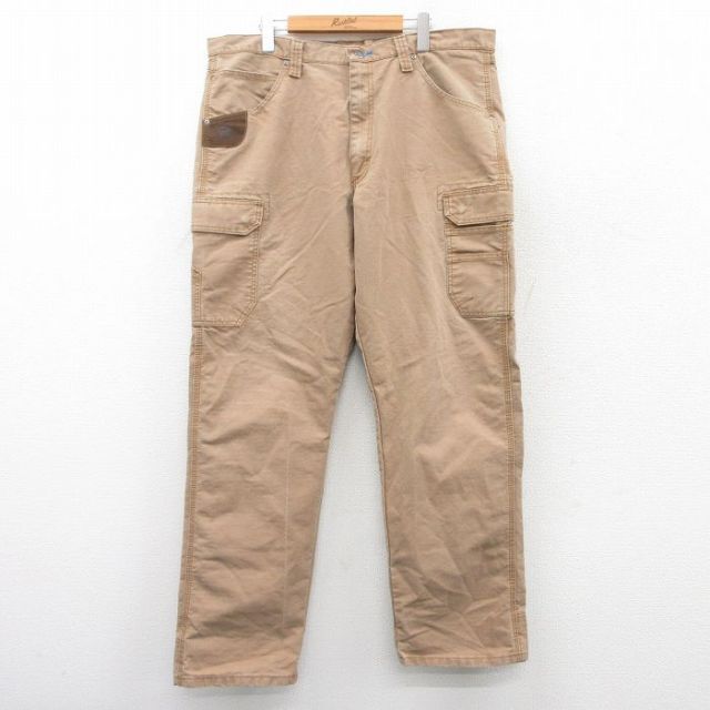 W39★古着 ラングラー Wrangler カーゴ パンツ メンズ リップストップ ベージュ系 カーキ 25aug08 中古 ボトムス ロング