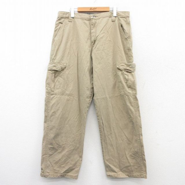 W36★古着 ラングラー Wrangler カーゴ パンツ メンズ コットン ベージュ カーキ 25aug08 中古 ボトムス ロング