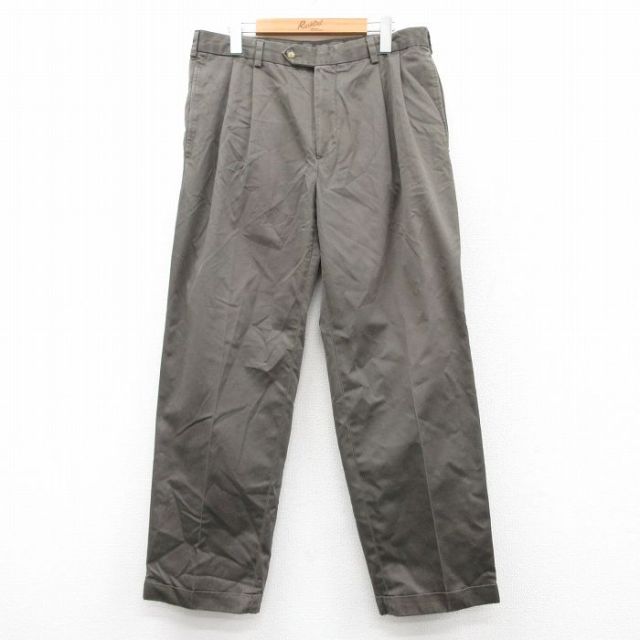 【50%OFF】W34★古着 JOS A BANK パンツ メンズ コットン グレー系 25aug08 中古 ボトムス ロング