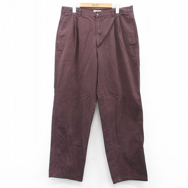 W36★古着 パンツ メンズ 90年代 90s コットン 茶 ブラウン 25aug13 中古 ボトムス ロング