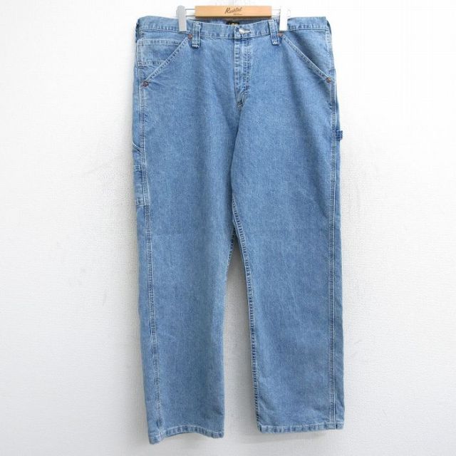 W40★古着 リー Lee ペインター パンツ メンズ 大きいサイズ 薄紺 ネイビー デニム 25aug13 中古 ボトムス ロング