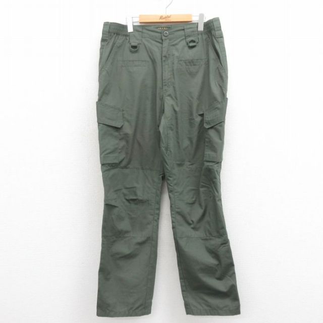 W35★古着 カーゴ パンツ メンズ リップストップ 緑 グリーン 25aug13 中古 ボトムス ロング