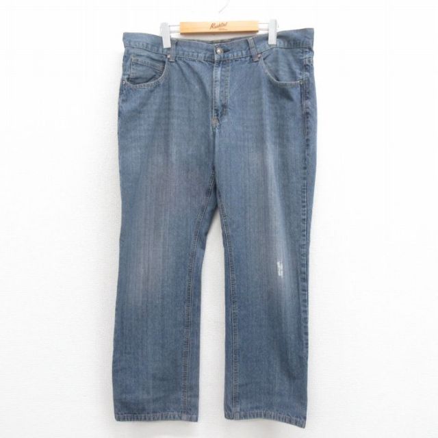 W38★古着 ジーンズ メンズ コットン 紺 ネイビー デニム 25aug13 中古 ボトムス ジーパン Gパン ロング パンツ