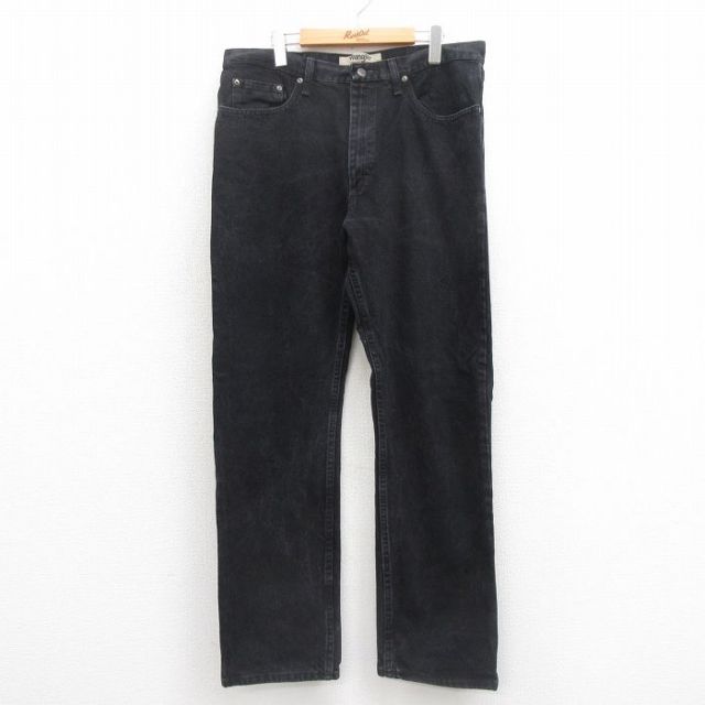 【20%OFF】W36★古着 ラングラー Wrangler ジーンズ メンズ コットン 黒 ブラック デニム 25aug13 中古 ボトムス ジーパン Gパン ロング パンツ