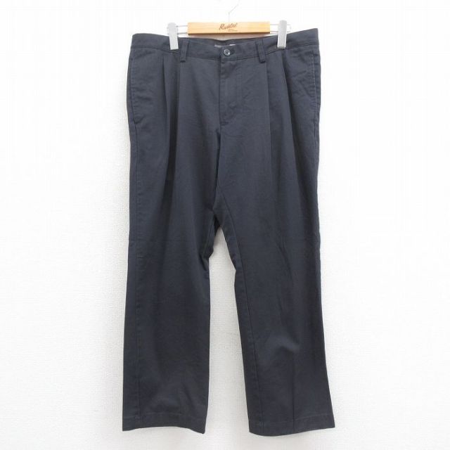 W35★古着 バンヒューセン パンツ メンズ コットン 濃紺系 ネイビー 25aug13 中古 ボトムス ロング