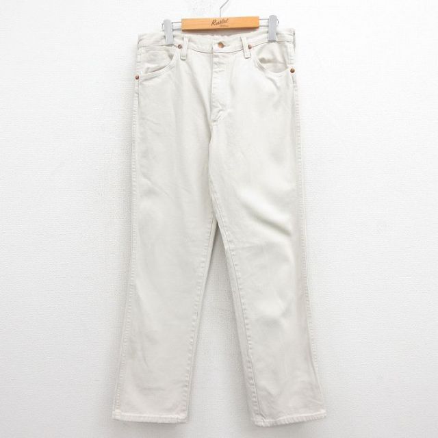 W33★古着 ラングラー Wrangler ジーンズ メンズ 90年代 90s コットン USA製 薄ベージュ カーキ デニム 【spe】 25aug18 中古 ボトムス ジーパン Gパン ロング パンツ