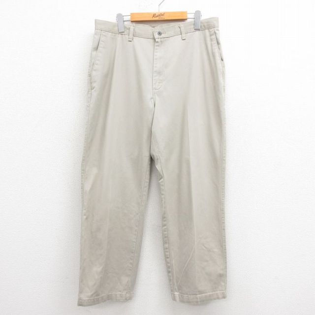 W36★古着 リー Lee チノ パンツ チノパン メンズ コットン ベージュ系 カーキ 25aug18 中古 ボトムス ロング