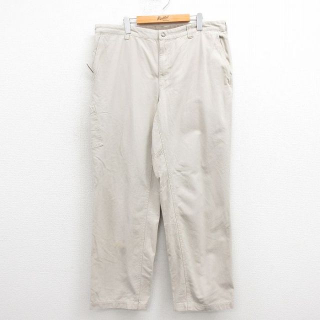 【50%OFF】W38★古着 コロンビア COLUMBIA パンツ メンズ ダック地 コットン 薄ベージュ カーキ 25aug18 中古 ボトムス ロング