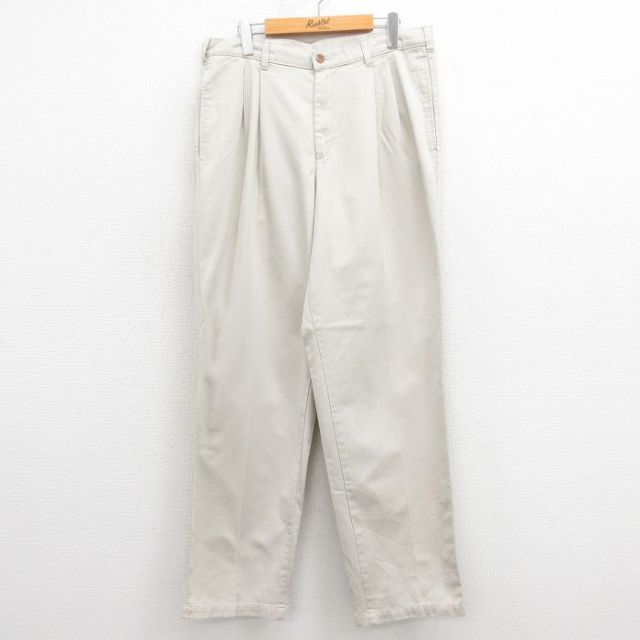 W34★古着 FARAH パンツ メンズ コットン 薄ベージュ カーキ 25aug18 中古 ボトムス ロング