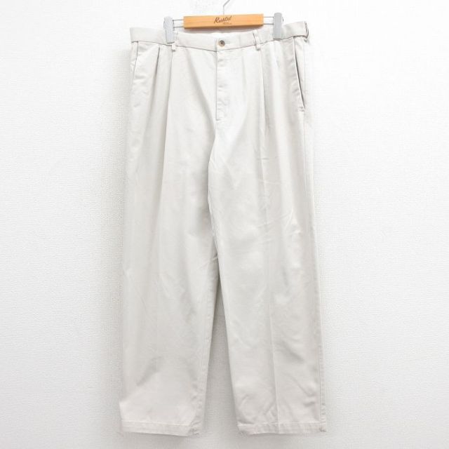 【50%OFF】W36★古着 HAGGAR パンツ メンズ コットン 薄ベージュ カーキ 25aug18 中古 ボトムス ロング
