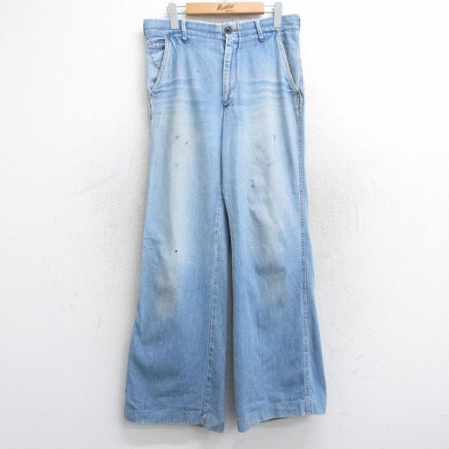 W32★古着 リーバイス Levis ジーンズ メンズ 80年代 80s パナテラ フレア ヒゲ 紺 ネイビー デニム 【spe】 25aug18 中古 ボトムス ジーパン Gパン ロング パンツ