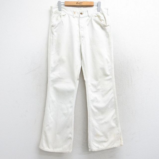 【20%OFF】W32★古着 リー Lee ジーンズ メンズ 80年代 80s フレア USA製 タロン 白 ホワイト デニム 【spe】 25aug19 中古 ボトムス ジーパン Gパン ロング パンツ