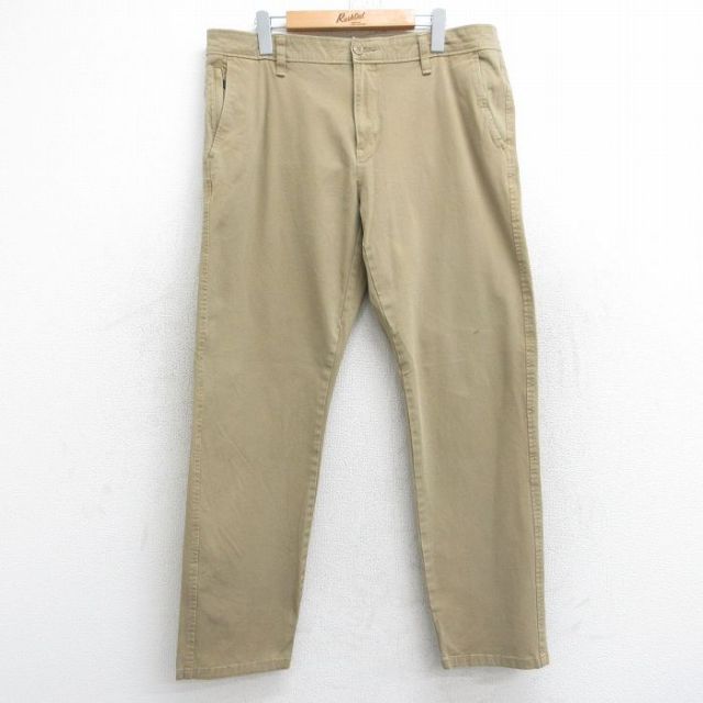 W36★古着 ドッカーズ パンツ メンズ ワンポイントロゴ ベージュ カーキ 25aug19 中古 ボトムス ロング