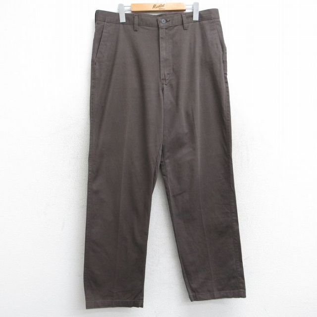 【20%OFF】W35★古着 リー Lee パンツ メンズ コットン 茶 ブラウン 25aug19 中古 ボトムス ロング