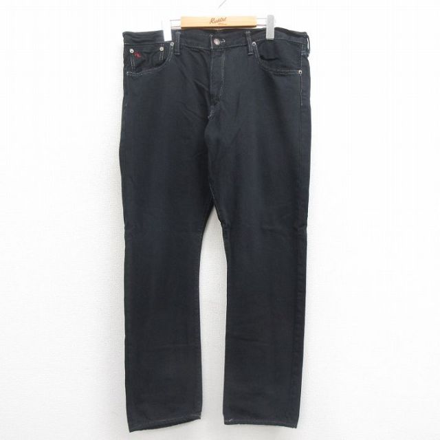 W38★古着 ラルフローレン Ralph Lauren ブランド ジーンズ メンズ コットン 黒 ブラック デニム 25aug19 中古 ボトムス ジーパン Gパン ロング パンツ