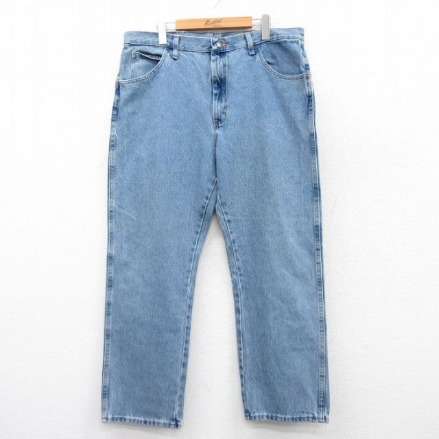 W37★古着 ラスラー ジーンズ メンズ コットン 紺 ネイビー デニム 25aug20 中古 ボトムス ジーパン Gパン ロング パンツ
