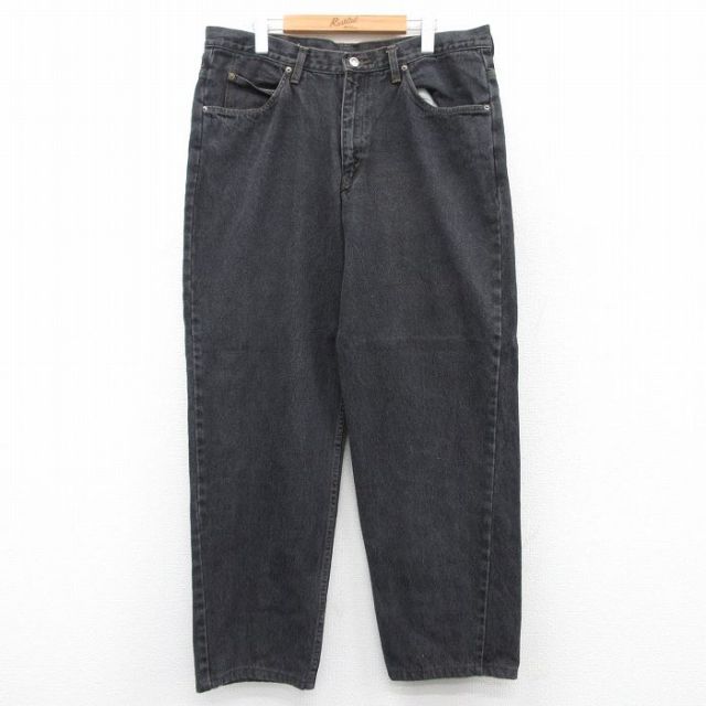 W37★古着 ジーンズ メンズ コットン 黒 ブラック デニム 25aug20 中古 ボトムス ジーパン Gパン ロング パンツ