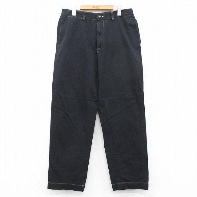 W34★古着 ラルフローレン Ralph Lauren ブランド チノ パンツ チノパン メンズ 90年代 90s コットン 黒 ブラック 25aug21 中古 ボトムス ロング