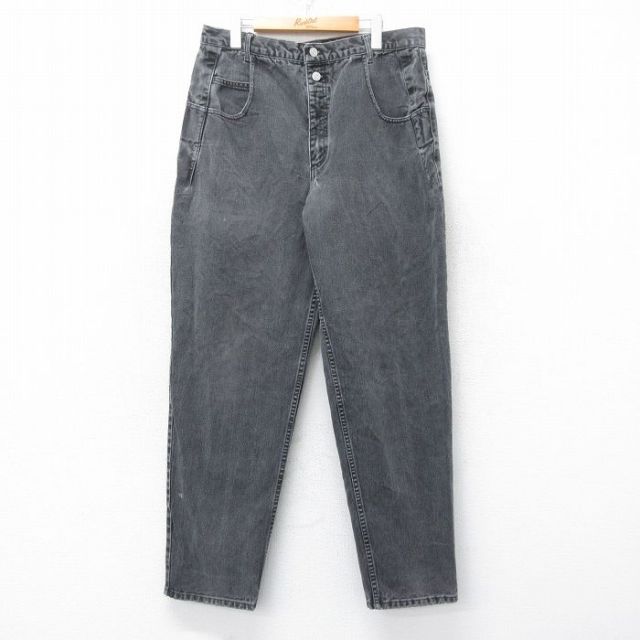 【50%OFF】W36★古着 ゲス GUESS ジーンズ メンズ 90年代 90s テーパード コットン USA製 黒 ブラック デニム 【spe】 25aug27 中古 ボトムス ジーパン Gパン ロング パンツ
