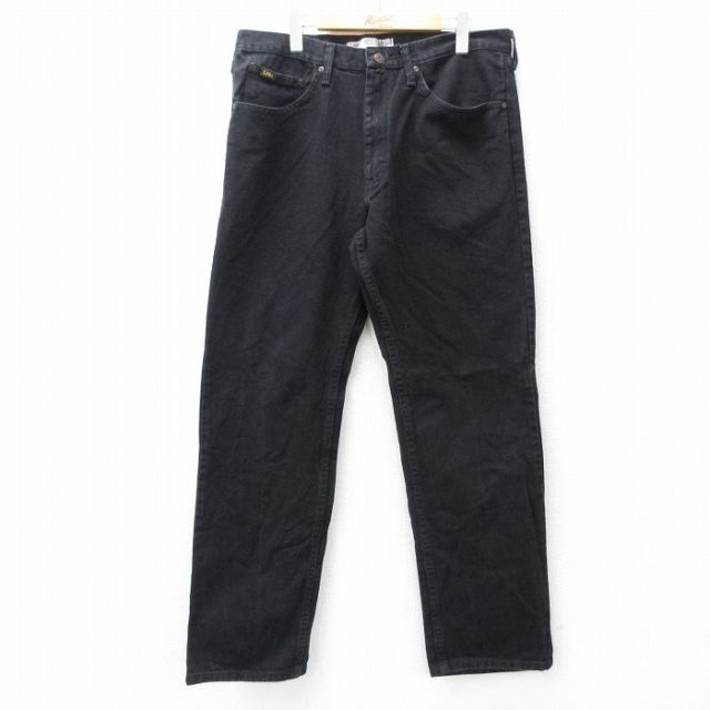 W36★古着 リー Lee ジーンズ メンズ コットン 黒 ブラック デニム 25aug28 中古 ボトムス ジーパン Gパン ロング パンツ