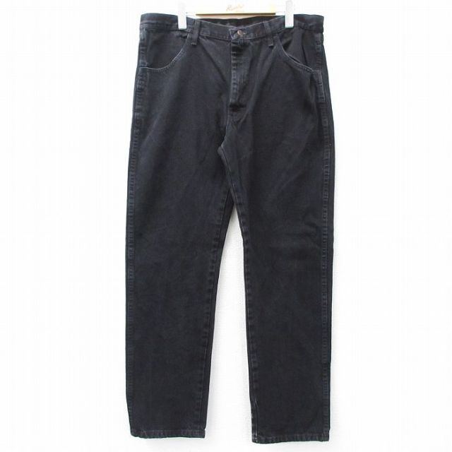 【20%OFF】W36★古着 ラスラー ジーンズ メンズ コットン 黒 ブラック デニム 25aug28 中古 ボトムス ジーパン Gパン ロング パンツ