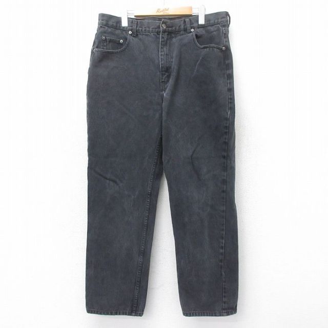 W37★古着 ジーンズ メンズ コットン 黒 ブラック デニム 25sep01 中古 ボトムス ジーパン Gパン ロング パンツ