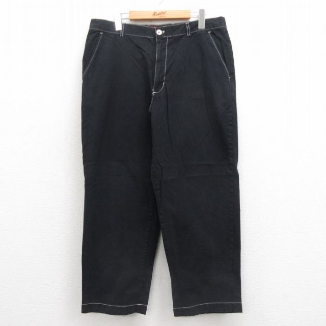 W36★古着 チャップス チノ パンツ チノパン メンズ コットン 黒 ブラック 25sep05 中古 ボトムス ロング
