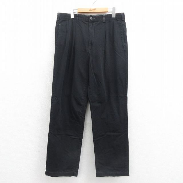 W36★古着 ラルフローレン Ralph Lauren ブランド チノ パンツ チノパン メンズ コットン 黒 ブラック 25sep05 中古 ボトムス ロング