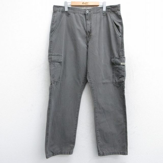 W38★古着 ラングラー Wrangler カーゴ パンツ メンズ リップストップ コットン 濃グレー 25sep06 中古 ボトムス ロング
