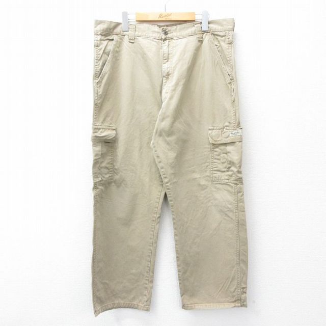 【20%OFF】W38★古着 ラングラー Wrangler カーゴ パンツ メンズ コットン ベージュ カーキ 25sep09 中古 ボトムス ロング