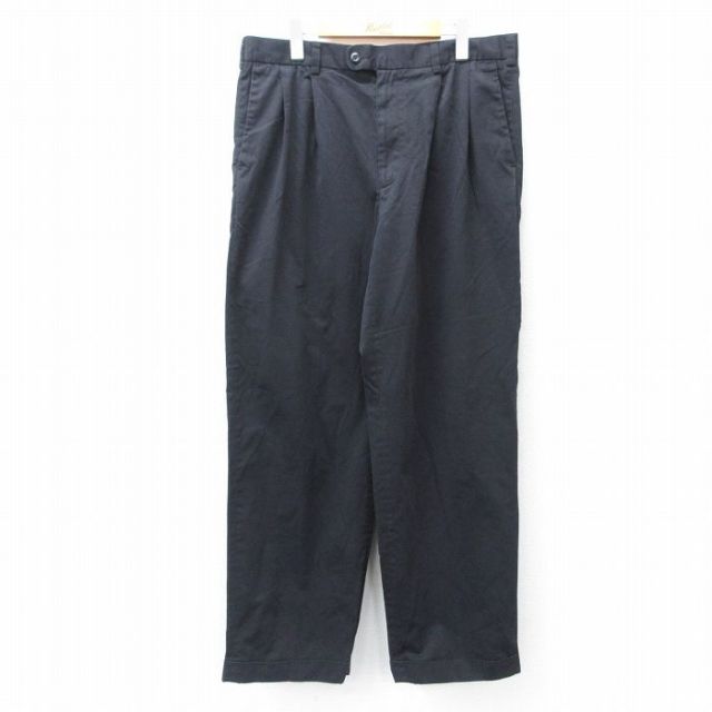 W36★古着 ペリーエリス パンツ メンズ 黒 ブラック 25sep09 中古 ボトムス ロング