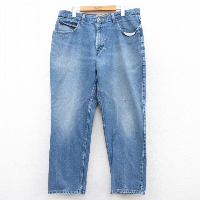 W36★古着 エルエルビーン LLBEAN ジーンズ メンズ 00年代 00s ヒゲ コットン 紺 ネイビー デニム 25sep09 中古 ボトムス ジーパン Gパン ロング パンツ
