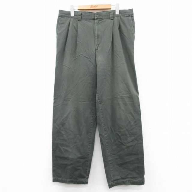 【20%OFF】W35★古着 ギャップ GAP パンツ メンズ 00年代 00s コットン 緑系 グリーン 25sep09 中古 ボトムス ロング