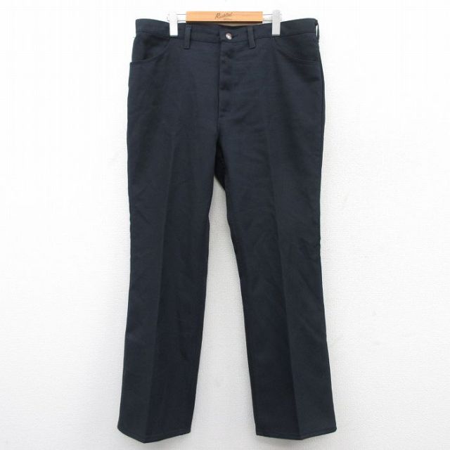 W37★古着 ラングラー Wrangler ランチャー パンツ メンズ 80年代 80s USA製 黒 ブラック 【spe】 25sep10 中古 ボトムス ロング