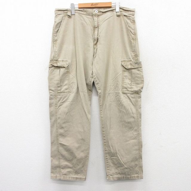 W38★古着 ラングラー Wrangler カーゴ パンツ メンズ コットン ベージュ カーキ 25sep10 中古 ボトムス ロング