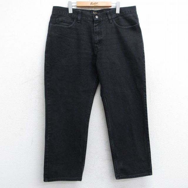 W38★古着 リー Lee ジーンズ メンズ ヒゲ コットン 黒 ブラック デニム 25sep11 中古 ボトムス ジーパン Gパン ロング パンツ