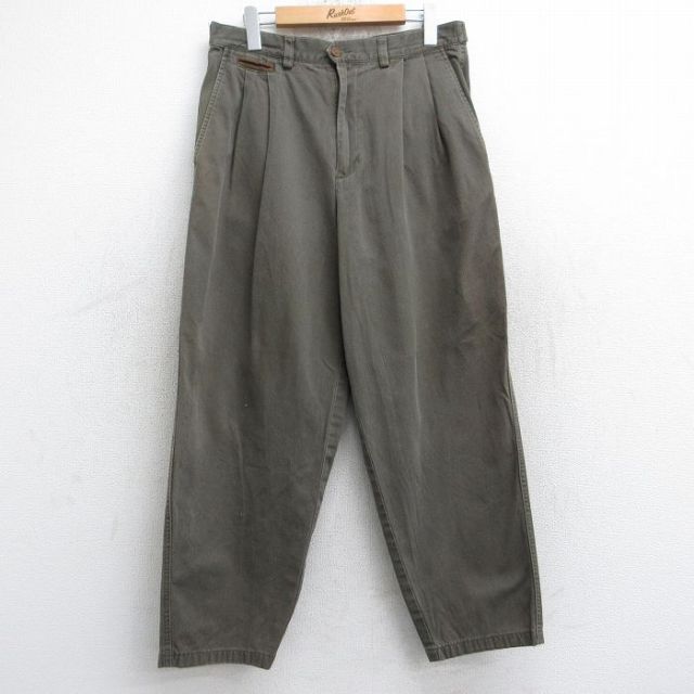 W31★古着 パンツ メンズ テーパード コットン 茶系 ブラウン 25sep11 中古 ボトムス ロング