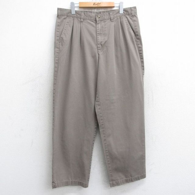 W35★古着 ベーシックエディションズ チノ パンツ チノパン メンズ ベージュ系 カーキ 25sep11 中古 ボトムス ロング