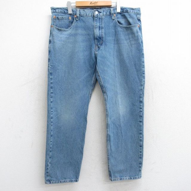 W38★古着 リーバイス Levis 502 ジーンズ メンズ ヒゲ 紺 ネイビー デニム 25sep12 中古 ボトムス ジーパン Gパン ロング パンツ
