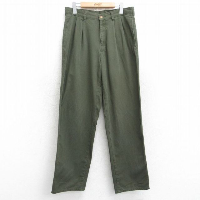 W32★古着 ピューリタン パンツ メンズ 00年代 00s 濃緑 グリーン 25sep12 中古 ボトムス ロング