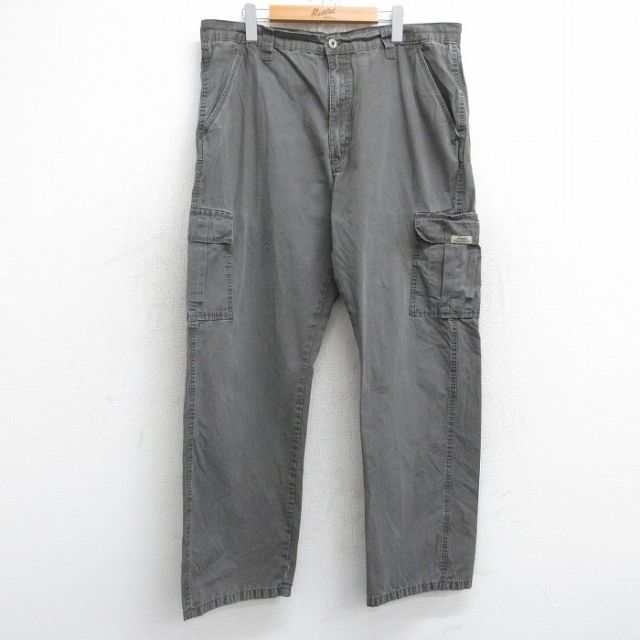 W38★古着 ラングラー Wrangler カーゴ パンツ メンズ リップストップ コットン 濃グレー 25sep12 中古 ボトムス ロング