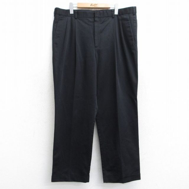 W39★古着 ドッカーズ スラックス パンツ メンズ 大きいサイズ コットン 黒 ブラック 25sep12 中古 ボトムス ロング