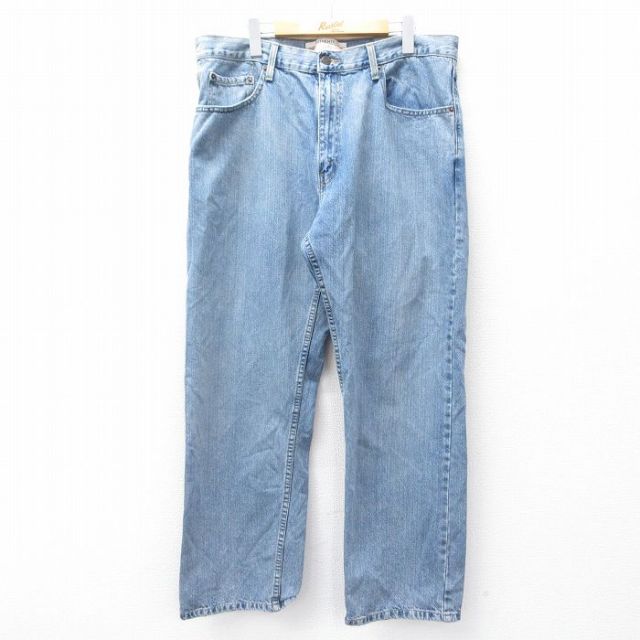 W38★古着 リーバイス Levis シグネチャー ジーンズ メンズ コットン 薄紺 ネイビー デニム 25sep13 中古 ボトムス ジーパン Gパン ロング パンツ