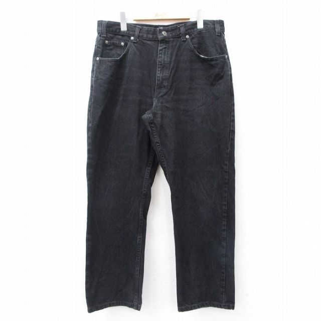 W36★古着 セントジョンズベイ ジーンズ メンズ ヒゲ コットン 黒 ブラック デニム 25sep13 中古 ボトムス ジーパン Gパン ロング パンツ