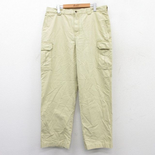 W36★古着 エルエルビーン LLBEAN カーゴ パンツ メンズ 00年代 00s コットン ベージュ カーキ 25sep13 中古 ボトムス ロング