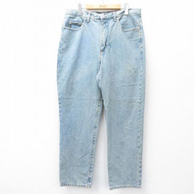 W35★古着 ゲス GUESS ジーンズ メンズ コットン 紺 ネイビー デニム 25sep16 中古 ボトムス ジーパン Gパン ロング パンツ